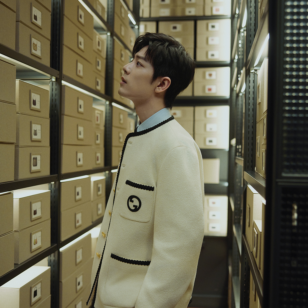 gucci's tweet photo. Exploring the Gucci Archive housed within Palazzo Settimani in Florence, Global Brand Ambassador #XiaoZhan is surrounded by the iconic designs behind the #Bamboo1947, #GucciJackie1961, and #GucciHorsebit1955 handbag collections. Discover more https://t.co/QrZDycJ1MD #GucciCosmos https://t.co/Fz0kqqTN8R