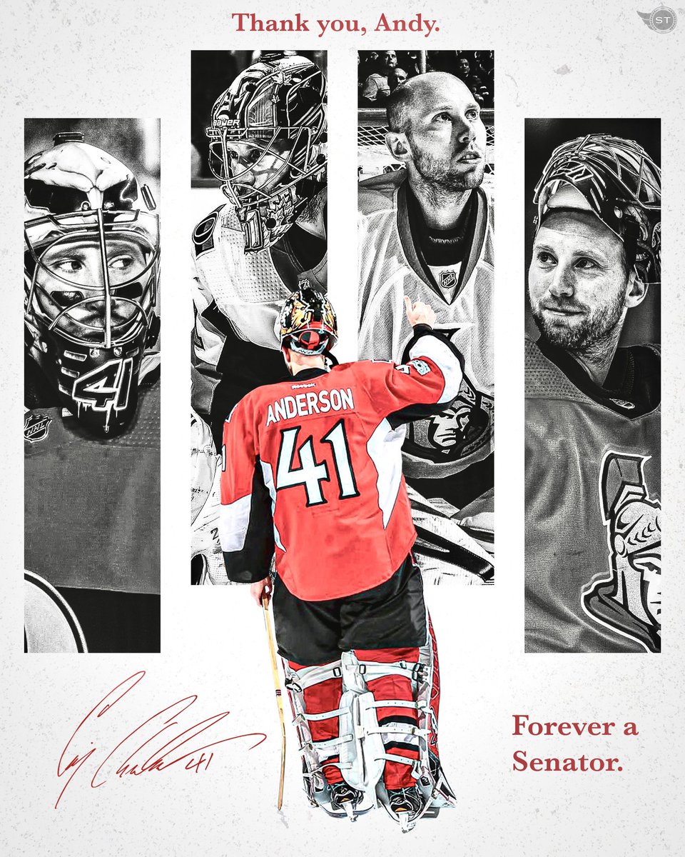 Congratulations to Craig Anderson on an INCREDIBLE career.

709 NHL GP, 319 wins, a career .912 sv% and 2.86 GAA. 5th all-time for 🇺🇸goalies in wins and 3rd for shutouts.

Andy is the #Sens all-time leader in wins, saves, and points. Also has 28 shutouts in the black and red.

🐐