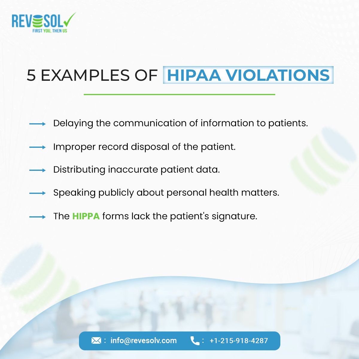 Revesolv1's tweet image. &quot;Avoid These 5 Common HIPAA Violations 

#Revesolv #medicaltranscriptionist #Hipaa