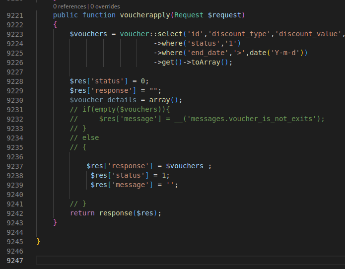 thevikas's tweet image. This is someones #php #laravel #REST #API. That's like using good framework and insulting it with 10,000 line controller.
