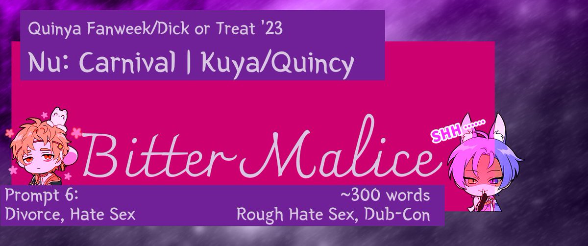 hades_feathers's tweet photo. My second #quinyafanweek story is on Ao3. #NuCarnival #Kuya #Quincy #Quinya https://t.co/A7wj443G7r