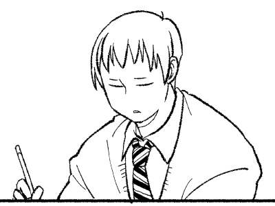 こういう、無関心の極みみたいなそっけない顔の教授が描けると嬉しくなってしまう…ふふ… 