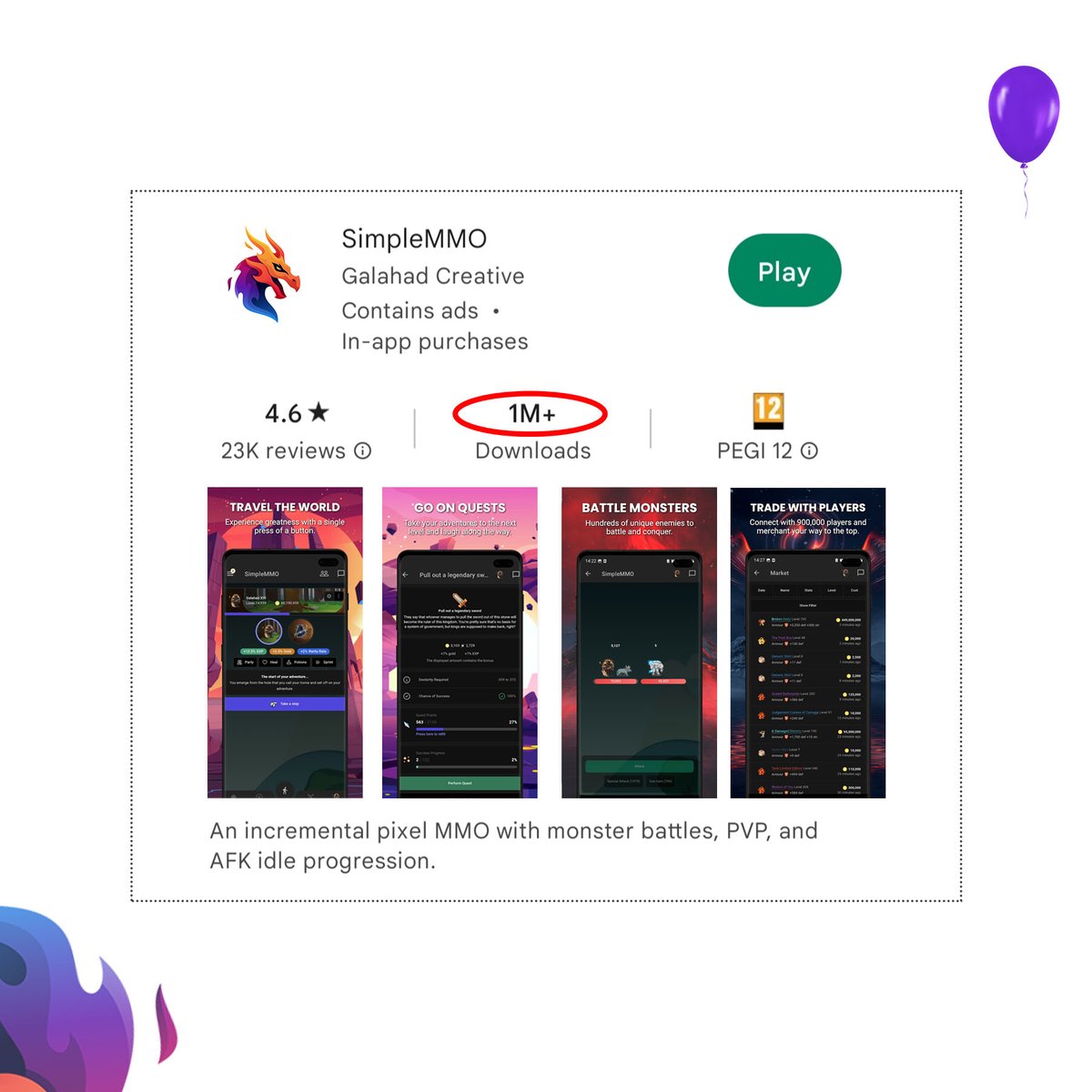 1M+ DOWNLOADS 😱
... on the Google Play store!
⠀
Thank you everyone for supporting and playing our game! 🎉