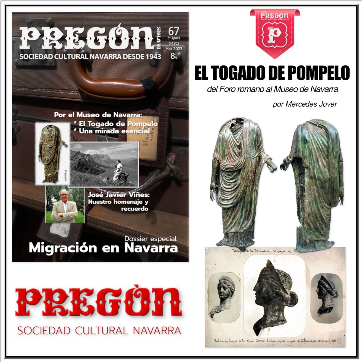 PregonNavarra's tweet photo. Cuando se encontró el Togado de Pompelo se hallaron más cosas. ¿Lo sabías?
#Pregon_te_lo_cuenta
#CulturaNavarra
#Romanización
#TogadoPompelo
#MuseodeNavarra https://t.co/9TrLcPdEyi