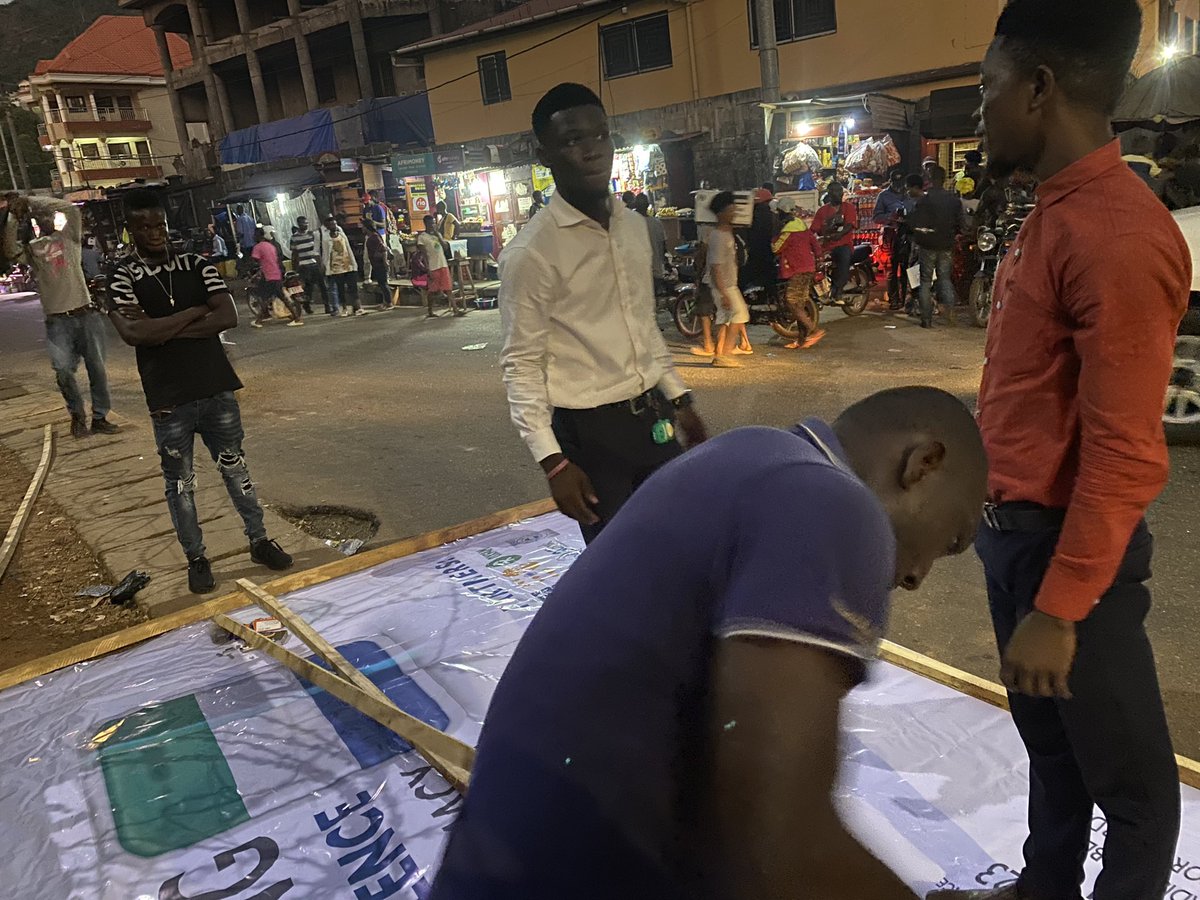 Rhiamjay's tweet photo. In an effort to ensure @WestAfricaWome2 #peacecampaign  we have these banner right across #SierraLeone. https://t.co/2rGIoGTiY3