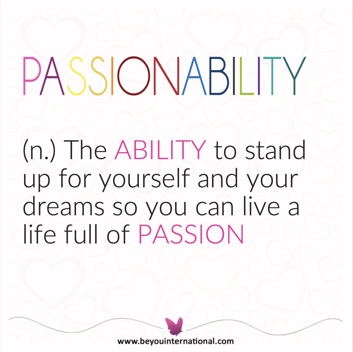 BeYou's tweet photo. PASSIONABILTY..
The ability to stand up for yourself and your dreams so you can live a life full of passion.

What small step could you take today, to start living a life of PASSIONABILITY?

Please share below, I love hearing from you! 

#emiratiwoman #emiratiwomen #emiratimum # https://t.co/hbGoNBdf3r