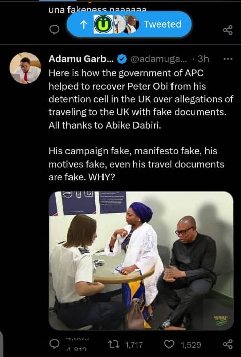 Gevidence4's tweet photo. Photo speak

But the photoshopper could have given HE @PeterObi  a seat. 
Such disrespect is not acceptable by the #obedients. https://t.co/g0n1DaGwff
