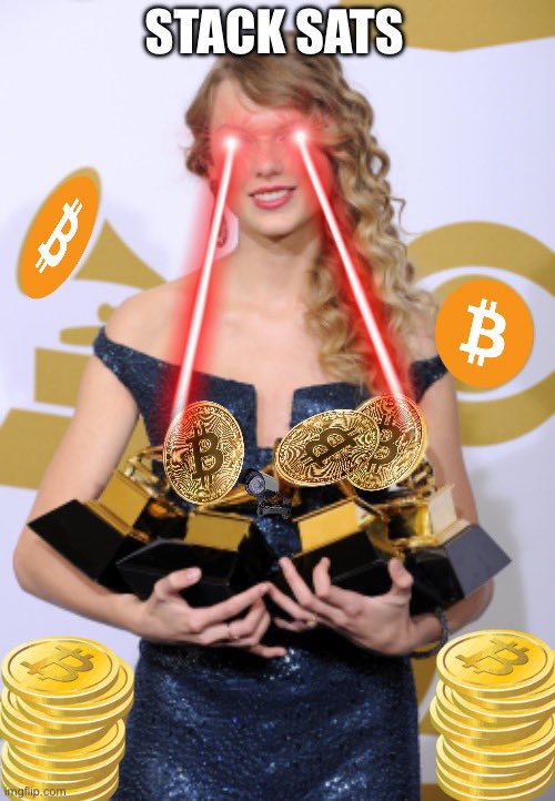 MgkMshrmBrkfst's tweet image. Taylor Swiftoshi loves a good meme contest #StackSats #EarnWithBM #FlashCodeFriday @EarnWithBM #Bitcoin