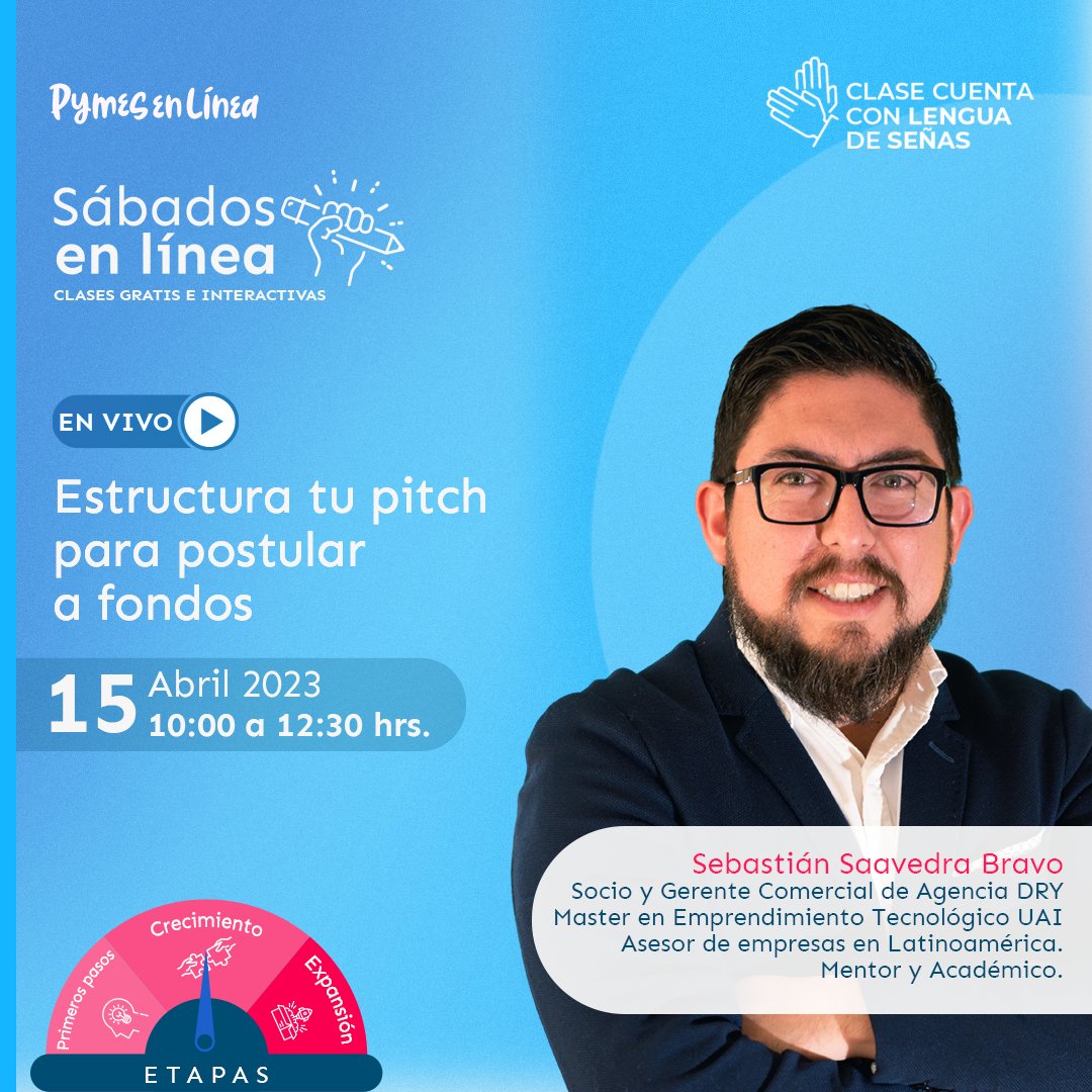 ProPymeChile's tweet photo. Este sábado, aprende todo sobre la metodología Pitch, enfocada en el financiamiento para ideas de negocio y empresas ya establecidas, con base en los fundamentos de SERCOTEC.
Formulario: https://t.co/TnztNzkCB7
¡Te esperamos!
#Pymes #Envivo #Pitch #PymesEnLinea #ClasesGratuitas https://t.co/uG9zQzjHyM