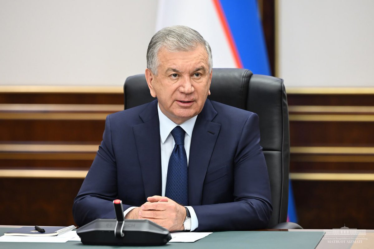 president_uz's tweet photo. President Shavkat #Mirziyoyev got acquainted with the presentation on the progress and prospects of the @wto accession process.

#presentation #foreign_trade #WTO https://t.co/AxCH9gmZk7