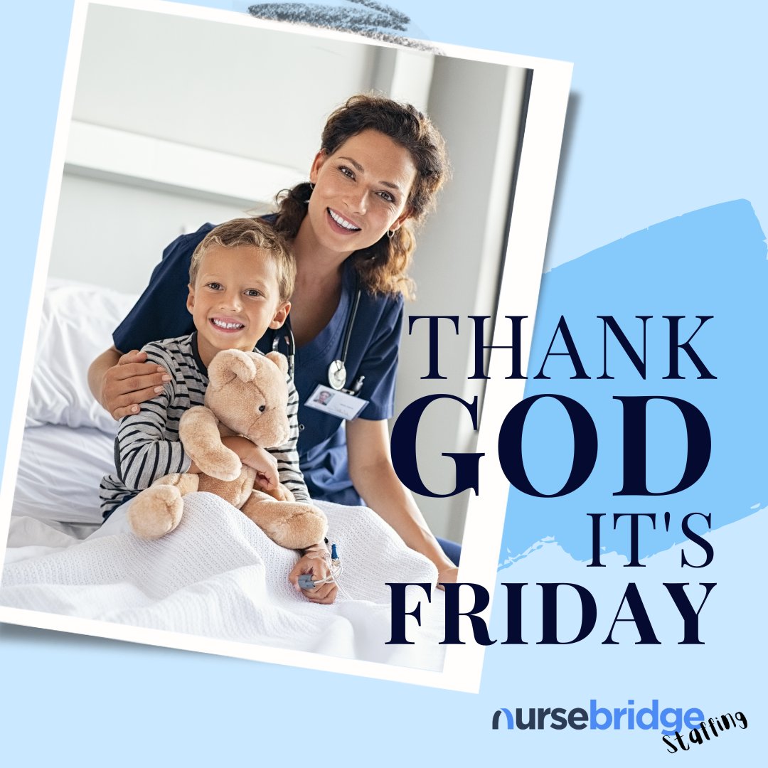 Cheers to another week of making a difference in people's lives! 🙌🏼 TGIF with NurseBridge 💉💙 #ThankGodItsFriday #NurseBridge #HealthcareHeroes"