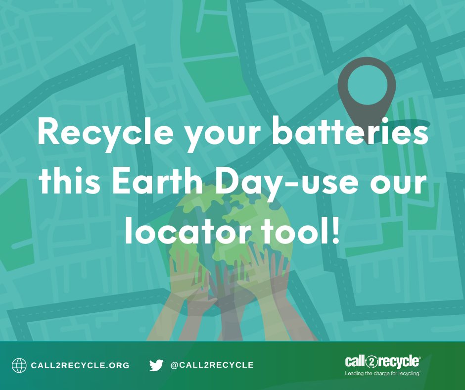 Call2Recycle's tweet photo. Join the world’s largest environmental movement this #EarthDay 🌎 by recycling your used batteries. 🔋

Your batteries have worked hard for you — give them the second life they deserve by finding a drop-off site for #BatteryRecycling near you: https://t.co/qEO8byt4e1 https://t.co/SGeYkkNgvy