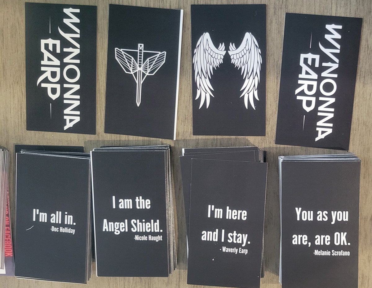 WayHaughtElf's tweet photo. First set of cards are in! These will randomly go in the #AngelShield orders and whatever leftovers will be given out at the cons! I'll be sure to have some for both @earpdivisionxpo & @EarpFusionUK ! They would make great little autograph cards!
#WynonnaEarp #Earper https://t.co/VzDvOjxT0E