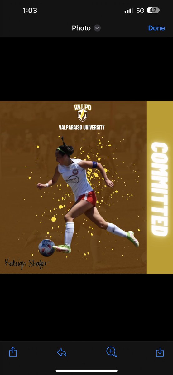kaleighshaferr's tweet photo. I am SO honored and excited to announce I have verbally committed to play D1 soccer and further my education at Valparaiso University! I want to thank my parents for their never ending support as well as my coaches, teammates, and friends for making me the player I am today!!🤎💛 https://t.co/yrYI35pyQ6