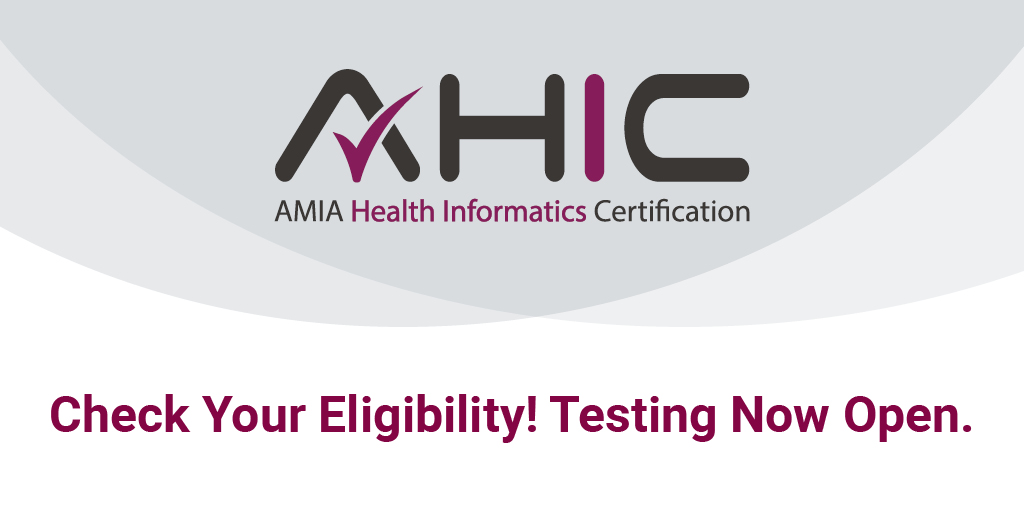 AMIAinformatics's tweet photo. The AMIA Health Informatics Certification (#AHIC) is your gateway to an even more rewarding career in health #informatics. See if you’re eligible to become an #ACHIP for free today: https://t.co/h6MSYJ4vO2 https://t.co/GRbQRmeXtH