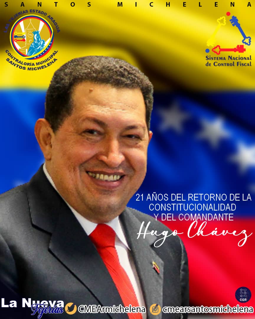 CMEArmichelena's tweet photo. #TalDiaComoHoy #14Abril | Retorno de la Constitucionalidad y del Comandante Hugo Chávez | #Efémerides #Abril #SantosMichelena #SNCF #ElvisAmoroso  #CMSM #LasTejerías #Aragua  #LaNuevaTejerias #Venezuela #CGR https://t.co/PuiK2Ze4Io