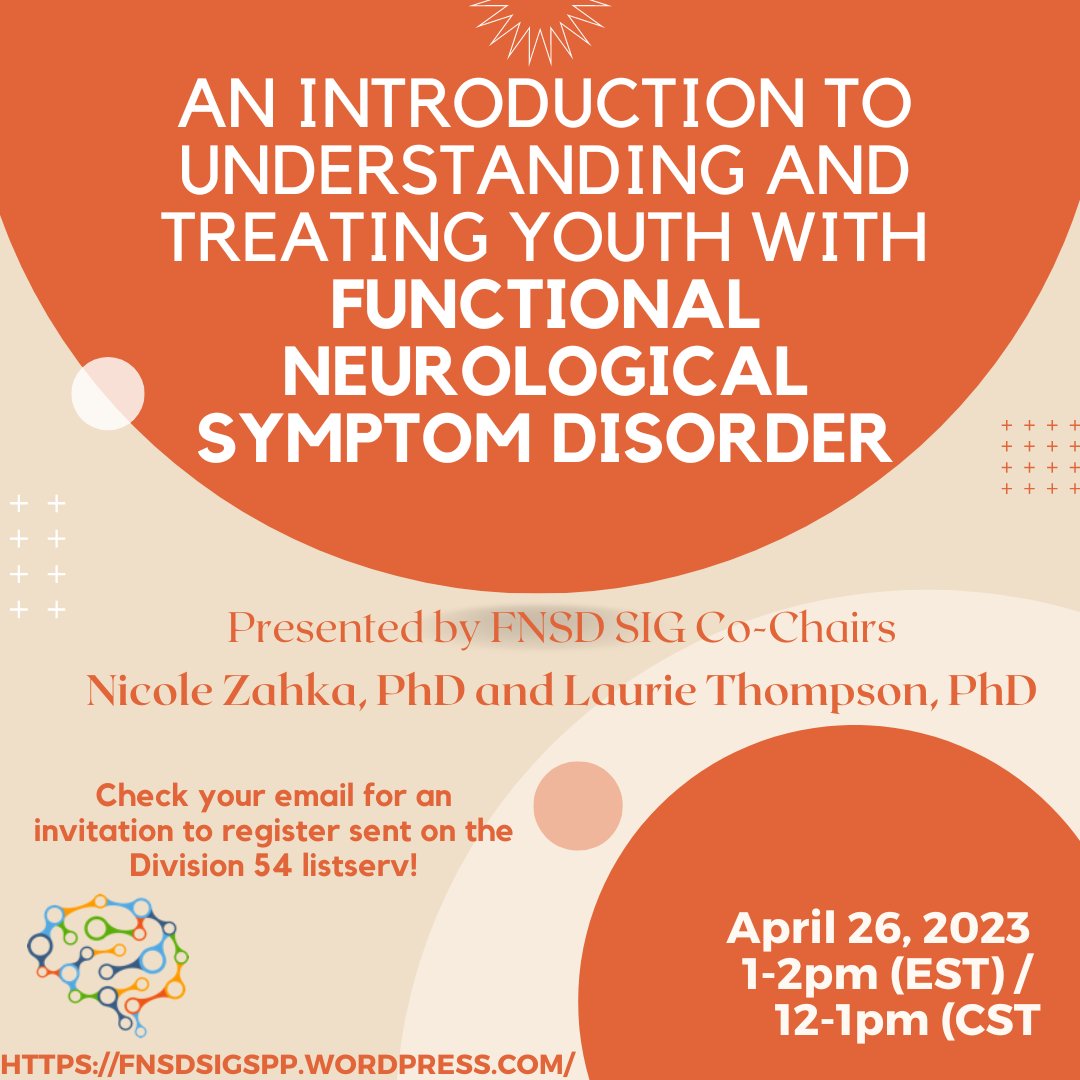 SPP Functional Neurological Symptom Disorder SIG (@spp_fnsd) on Twitter photo The #FNSD SIG Education Committee has been hard at work! We're proud to present the inaugural webinar in our didactic series. Check your email for a registration link sent via <a href="/SPPDiv54/">Society of Pediatric Psychology</a> listserv! #ThisIsPedPsych #FND The #FNSD SIG Education Committee has been hard at work! We're proud to present the inaugural webinar in our didactic series. Check your email for a registration link sent via <a href="/SPPDiv54/">Society of Pediatric Psychology</a> listserv! #ThisIsPedPsych #FND