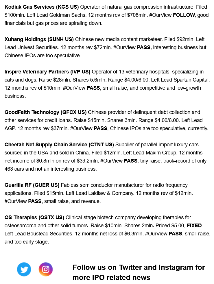 Check out our new Weekly IPO Pipeline newsletter.  

This week we followed: #Lottomatica

Full document: app.getresponse.com/view.html?x=a6…

Sign up for our newsletter: app.getresponse.com/site2/b5662afb… 

#IPO #VIX #Markets $KGS #Kodiak $SUNH $IVP $GFCX $CTNT $GUER $OSTX $HRYU $AIXN $SPPL #Xuhang