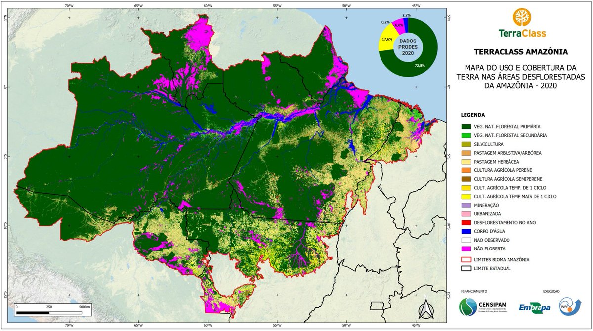 TerraClass 2020 está disponível no site terrabrasilis.dpi.inpe.br Ao baixar o zip temos todas as informações estatísticas lá também! Façam bom uso!