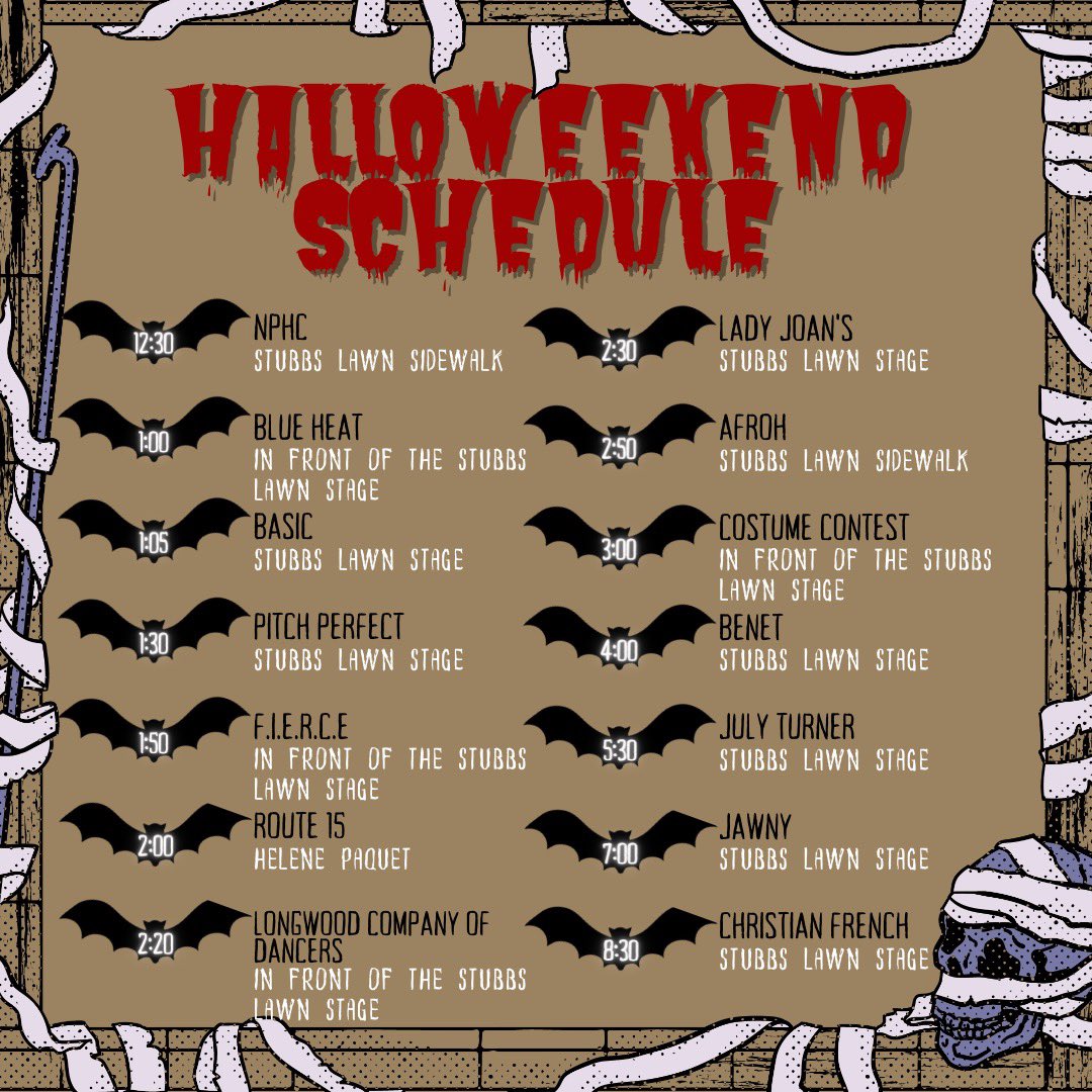 LancerPro's tweet photo. We hope everyone is ready for Halloweekend!! Here is our schedule for Spring Weekend!! https://t.co/soevoCRo0u