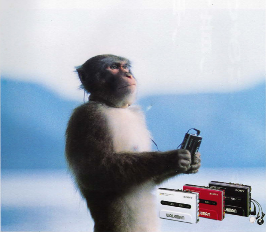 Monkey listening to Red Dead Redemtion's music on sony walkman 