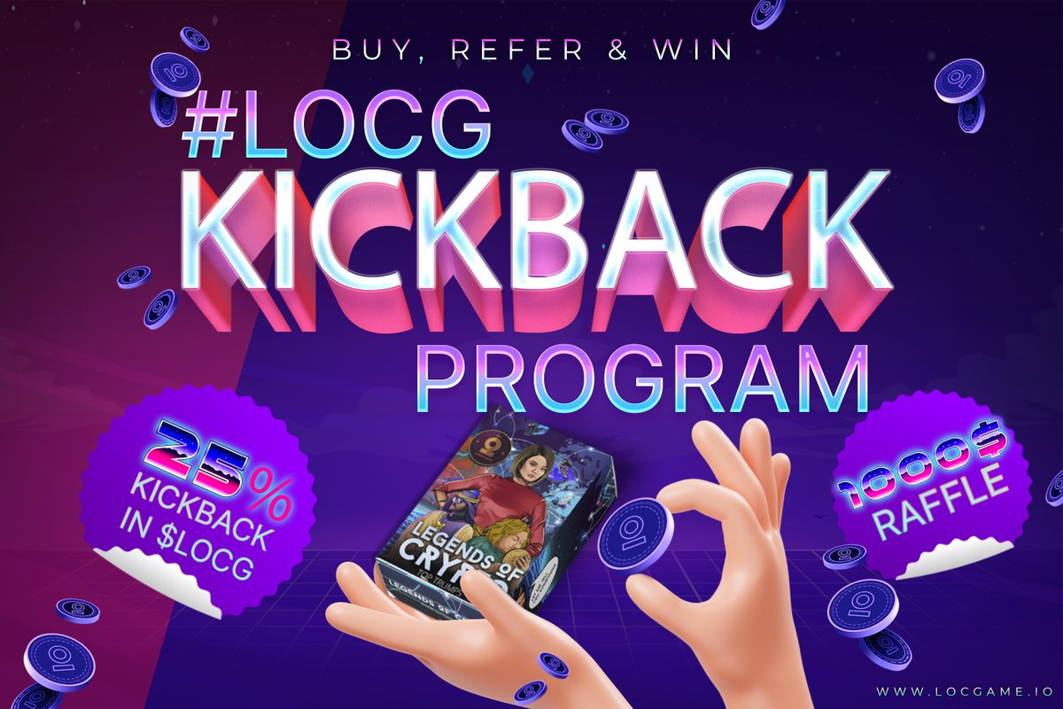 LOCgameio's tweet photo. Hey, hey! 🎉

ICYMI, the LOCGame Kickback Program is still ongoing!
Here’s a video of Michael Wrubel spilling all the deets on how you can participate and score some seriously awesome rewards. 🤑🎁
https://t.co/D0Pdv9PxQ8

To join in on the fun, all you gotta do is buy a new LOCGame NFT pack and you'll get a 25% kickback in $LOCG. Plus, refer a friend and get another 25% for each successful purchase they make. 🤝💰

Also, you'll automatically qualify for the grand $1000 raffle, and if you buy any Super-Elite or Legendary Pack, you'll receive an exclusive LegendsOfCrypto Table Card Game. 🃏🎉

Join the kickback program now using the link below! ⬇️

https://t.co/bRaaeUlJsY