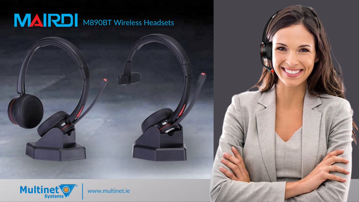 multinetIreland's tweet photo. The @Mairdi_official  M890BT series of wireless office headsets have noise cancelling microphones, wireless connectivity and great sound quality. We have them ex stock, contact jcowley@multinet.ie for more info.
#headsets #telecommunications #hybridworking https://t.co/xH131JSgMA