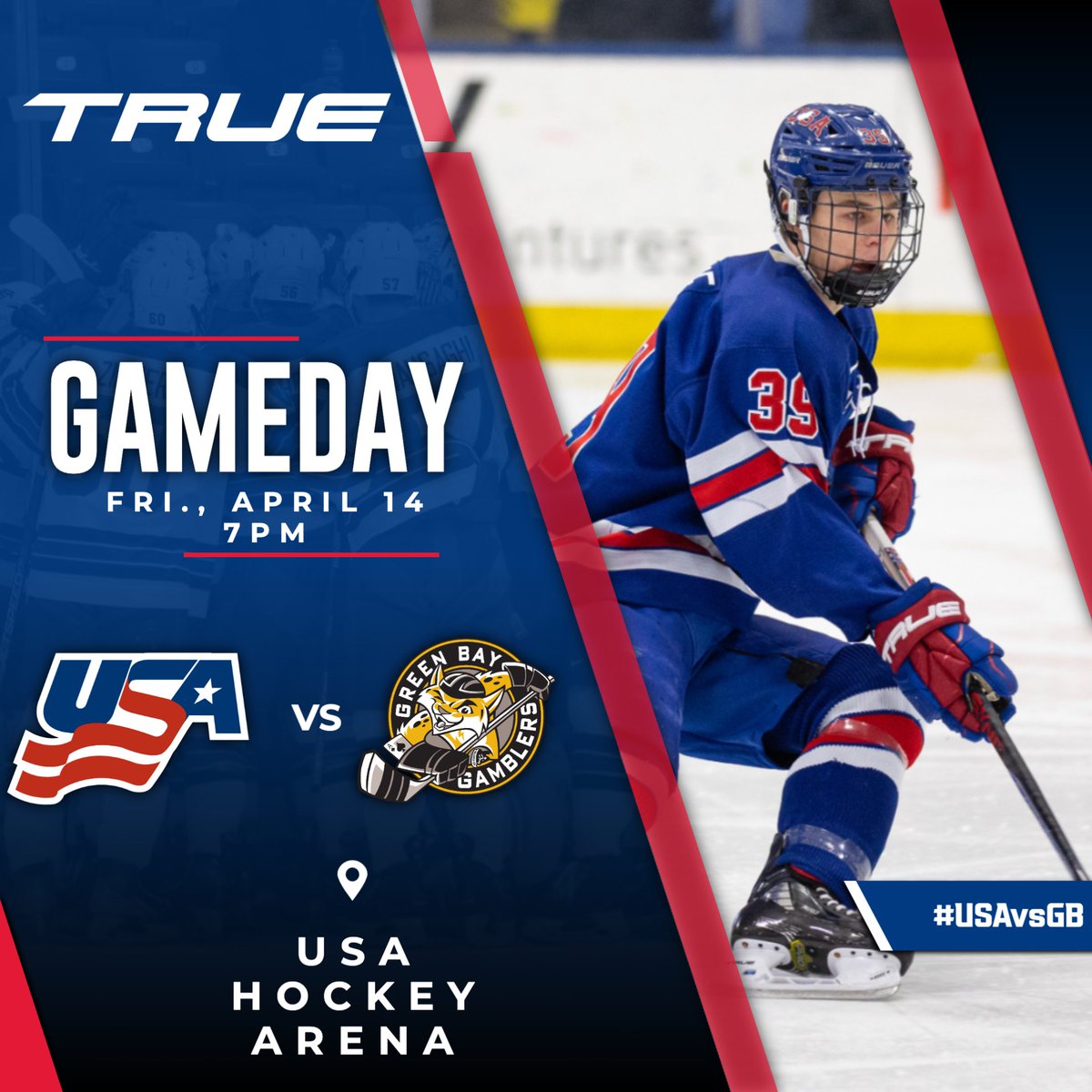 USAHockeyNTDP's tweet photo. No plans tonight? How does some hockey sound?? 🏒

🆚: @GamblersHockey 
⏰: 7:00 p.m. ET
📍: @USAHockeyArena 
📺: https://t.co/544QKz4zBZ
🎟️: 734-453-8400

#USAvsGB | @truetemperhcky https://t.co/2Ifoo3XGig
