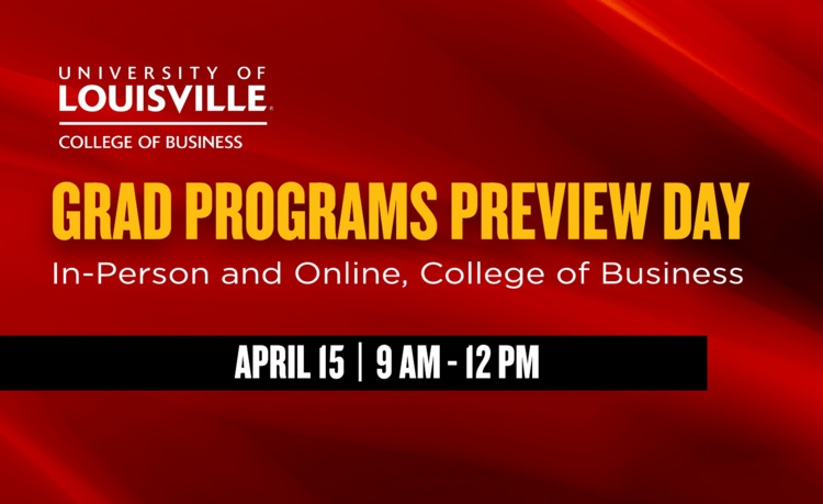 It's not too late to join us TOMORROW for Grad Program Preview Day! Don't miss your opportunity to learn more about how our programs can help you elevate your career and make new connections within the Louisville business community. Register here: affinna.com/event/61e307f4…