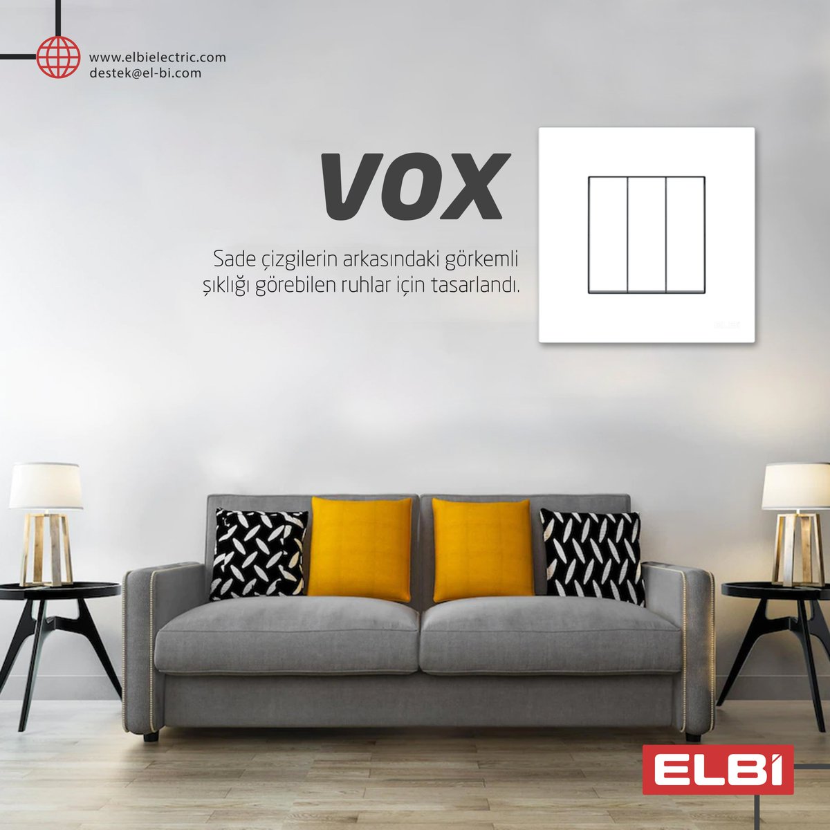 Sade çizgilerin arkasındaki görkemli şıklığı görebilen ruhlar için tasarlandı.

#elbi #elbielektrik #vox #anahtar #priz #anahtarpriz #elektrik #modern #minimalist #estetik #tasarım #dekorasyon #evdekorasyon #ofisdekorasyon #mimar #içmimar #proje