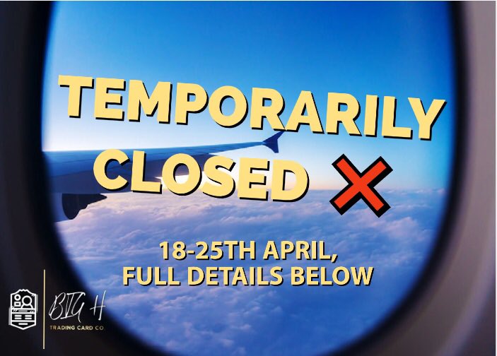 BigHCardCo's tweet photo. 🚨Advance notice or temporary closure🚨

📆18th-25th April 

💬 All email, DM and WhatsApp enquiries answered daily although there might be a slight delay compared to normal.

📦 All web orders in this time will be shipped on 25th April without fail. 

#thehobby #whodoyoucollect https://t.co/SSOI8mPoHb