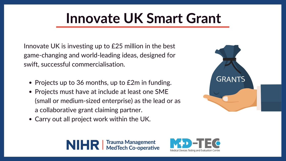 DDRHRC's tweet photo. Are you interested in a #Innovate UK Smart grant?

The Innovate UK Smart grant focuses on game-changing innovation with an emphasis on commercialisation and investment growth.

Deadline ⏰ 14.06.2023

Find more information here: http:/ /bit.ly/3o5cRFR https://t.co/NQRoCTx4eG