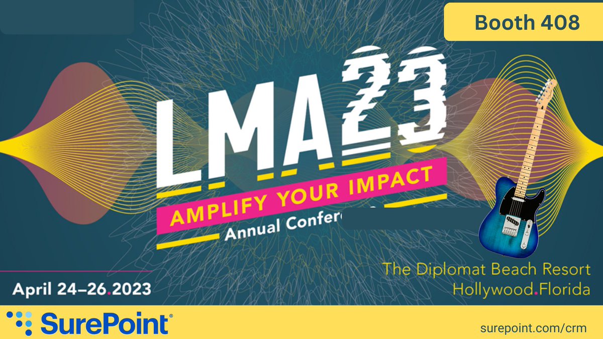 SurePoint is excited to return to the LMA Annual Conference for #lma23. Visit us to learn how ContactEase CRM helps law firm marketing teams #amplify their efforts, and you could win a Fender electric guitar! #lmamkt #surepoint <a href="/lmaintl/">LMA International</a>