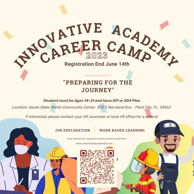 RL_Holding's tweet image. Innovative Academy Career Camp for students aged 14-21 who had IEPs in school!  We offers job exploration and paid work-based learning opportunities. Don&apos;t miss out on this chance to jumpstart your career! #JobExploration #PaidWorkExperience #IEP #PlantCity #HillsboroughCounty