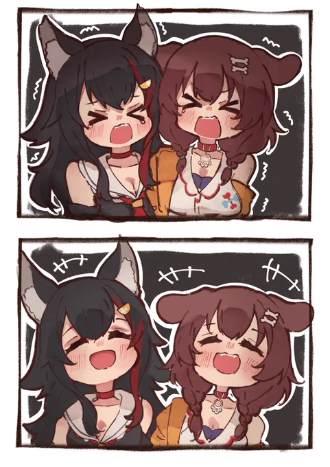 びっくりして悲鳴をあげてたのに一瞬で2人とも笑ってたの面白かった絵!!
#ふたりは神様MaxDOG #できたてころね #みおーん絵 