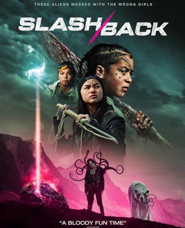 Join us Thursday, April 20, 6:00 – 7:30 pm for a screening of Slash/Back.  rated 14A
When an alien invasion rocks the quiet hamlet of Pangnirtung, Nunavut, it falls on a group of teenage girls to fight back and defend their community.
#canfilmday #slashbackmovie