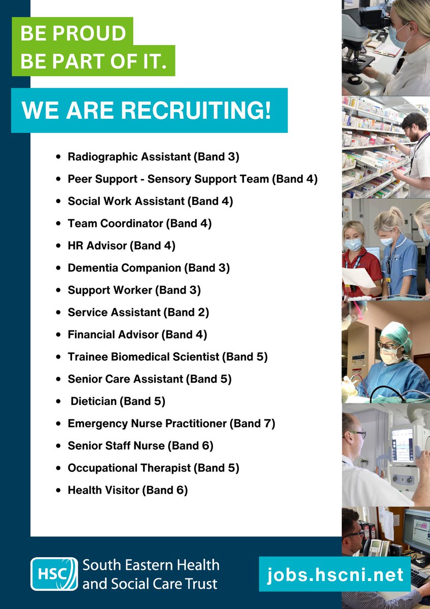 setrust's tweet photo. Check out our top jobs of the week 👇 

For all current vacancies and to apply visit: https://t.co/apBJQhnyP8

For any queries you can contact the recruitment team on 028 9536 2998 or email recruitment.ssc@hscni.net 

#TeamSET #SETLeadership https://t.co/BISDwVfXdy