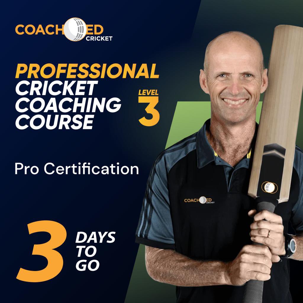 🚨LAST CHANCE TO REGISTER🚨

👉 3 days to go until the 2nd cohort of the year for LEVEL 3 kicks off!

🔗 coachedcricket.com/level-3-certif… to register or find out more information ✅

#coaching #coachinglife #cricket #cricketexplained