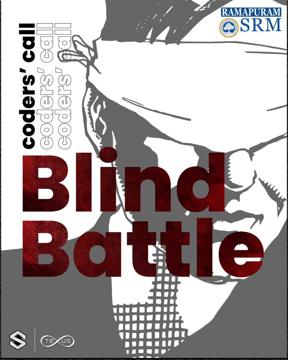SrmSketch's tweet photo. Rules for Blind Battle

As Texus is right around the corner, we from Sketch Club have geared up to present to you some fun events! We present to you Blind Battle - an event under Coders’ Call! Check out the rules given below and join us on the 21st of April. https://t.co/oNSwmwxgfS