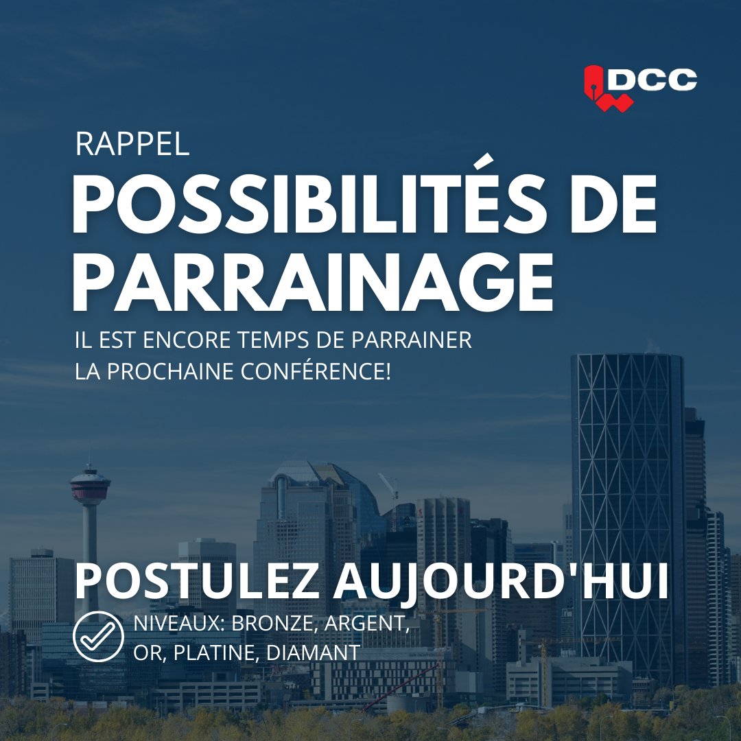 csc_dcc's tweet image. Il est encore temps de parrainer la conférence « Poursuivre De Nouveaux Sommets » du DCC en mai à Calgary, en Alberta!

Ne manquez pas cette occasion de présenter votre entreprise et d&apos;acquérir une visibilité précieuse. Visitez csc-dcc.ca/Conferences/sp…