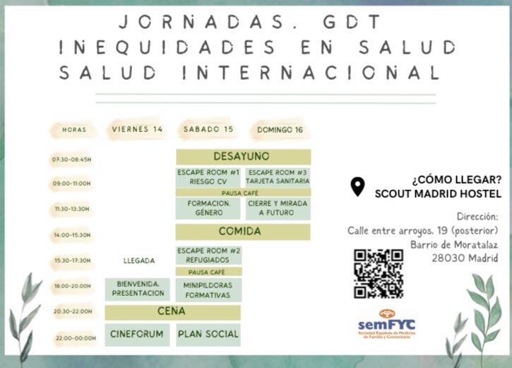 GdT Inequidades Salud - semFYC (@gdt_inequidades) on Twitter photo Este fin de semana nos reunimos… ¡En el que esperamos que sea el primero muchos! 🥳
#InequiencuentrosemFYC23
Un grupo de unas 60 personas integrantes del <a href="/GdT_Inequidades/">GdT Inequidades Salud - semFYC</a> de toda España nos concentramos en Madrid para formarnos y auto-formarnos 🥸🤓 (y disfrutarnos, obvio 💃). Este fin de semana nos reunimos… ¡En el que esperamos que sea el primero muchos! 🥳
#InequiencuentrosemFYC23
Un grupo de unas 60 personas integrantes del <a href="/GdT_Inequidades/">GdT Inequidades Salud - semFYC</a> de toda España nos concentramos en Madrid para formarnos y auto-formarnos 🥸🤓 (y disfrutarnos, obvio 💃).
