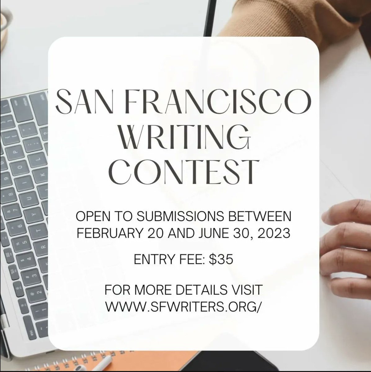 Don't forget, there's still time to enter the SFWC Writing Contest! #sfwc