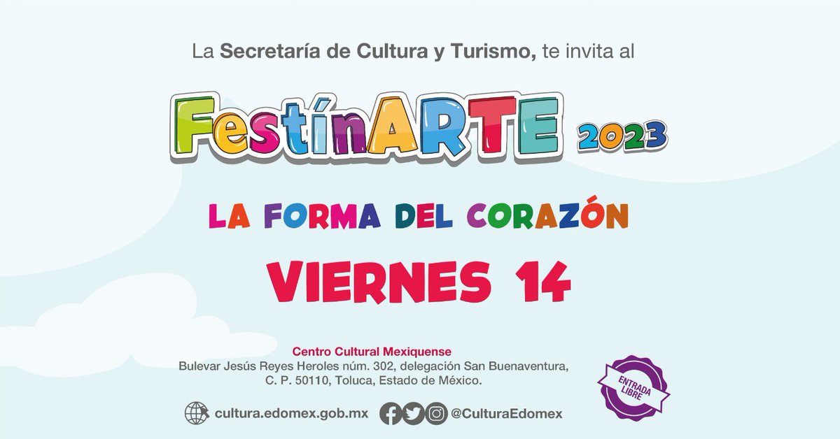 patrimonio_mex's tweet photo. Acompáñanos en el gran cierre de #FestínArte2023.
Música, talleres, teatro y mucha diversión.
A partir de las otras 10:00 h, en el Centro Cultural Mexiquense de #Toluca.

📌https://t.co/6N2Ao2ooLV https://t.co/ucL6b6INWy