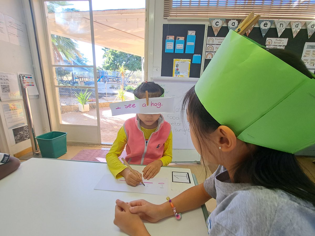 becia1978's tweet image. &apos;Learning to write sentences can be fun!&apos;Grade 2 students used cool activities to improve reading and writing skills with younger students. #learningAtWis #readingskills #funlearning #grade2