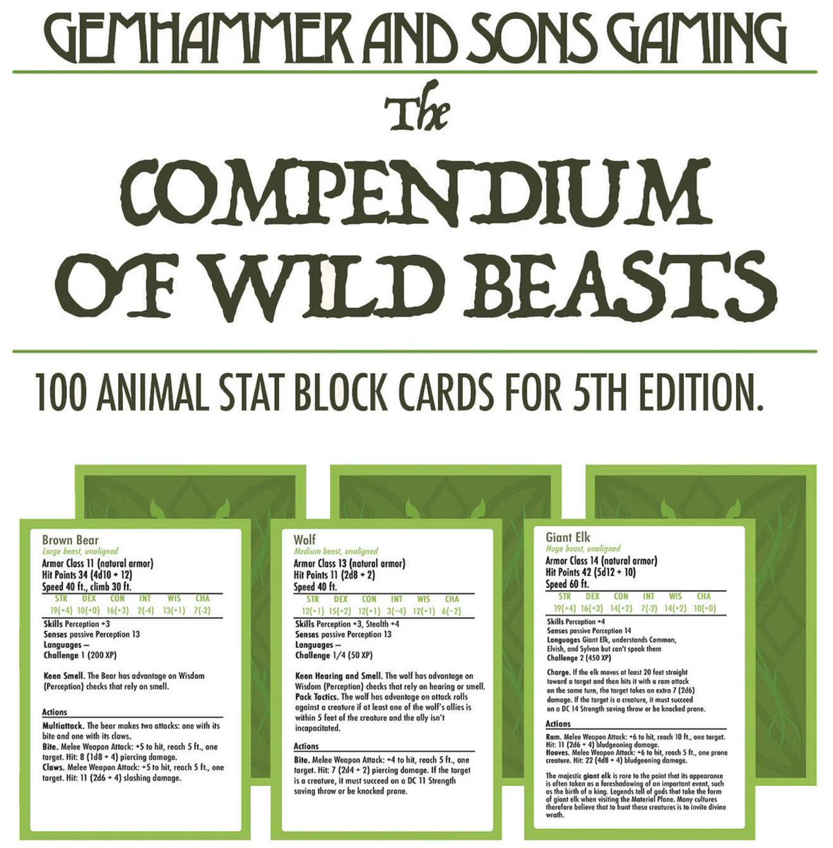 GemhammerGaming's tweet photo. Do you want to summon up some snuggly friends? Then drop the notepad and shuffle up a Compendium of Wild Beasts! This deck will delight as it offers easy references for wild shapes, summoning, companions, and all the stats a GM needs! 👹 #ttrpg #dnd5e

https://t.co/9W5KMvlLa8 https://t.co/dn8h6lCQaa