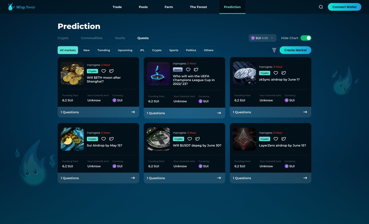 WispSwap's tweet image. A sneak peek of our new UI for prediction markets 👀

But that&apos;s not all - we&apos;re also introducing a brand new feature that we think you will love. Soon, users can create their own #prediction markets

We&apos;re always looking for ways to improve our platform for users. Cheers!

#Sui