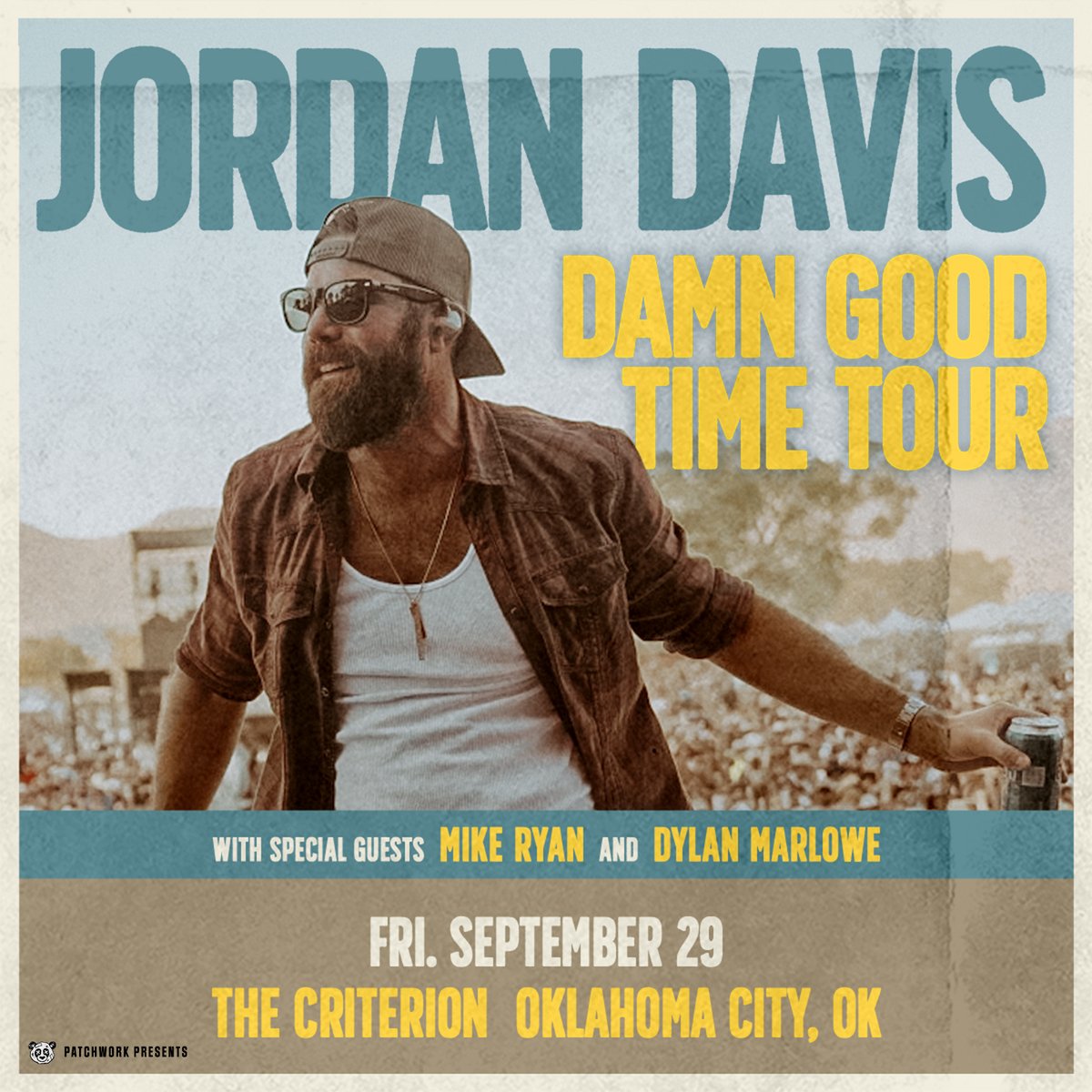 See Jordan Davis in Oklahoma City on September 29 with Mike Ryan and Dylan Marlowe! Y’all ready to have a Damn Good Time? bit.ly/3H7a7P9