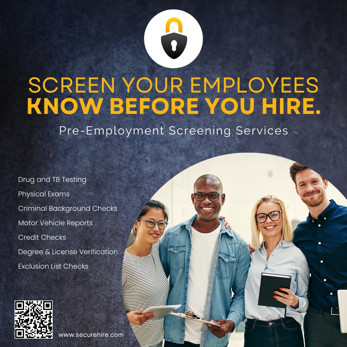 Secure_Hire's tweet image. Schedule a demo with us to learn more about our pre-employment screening services.