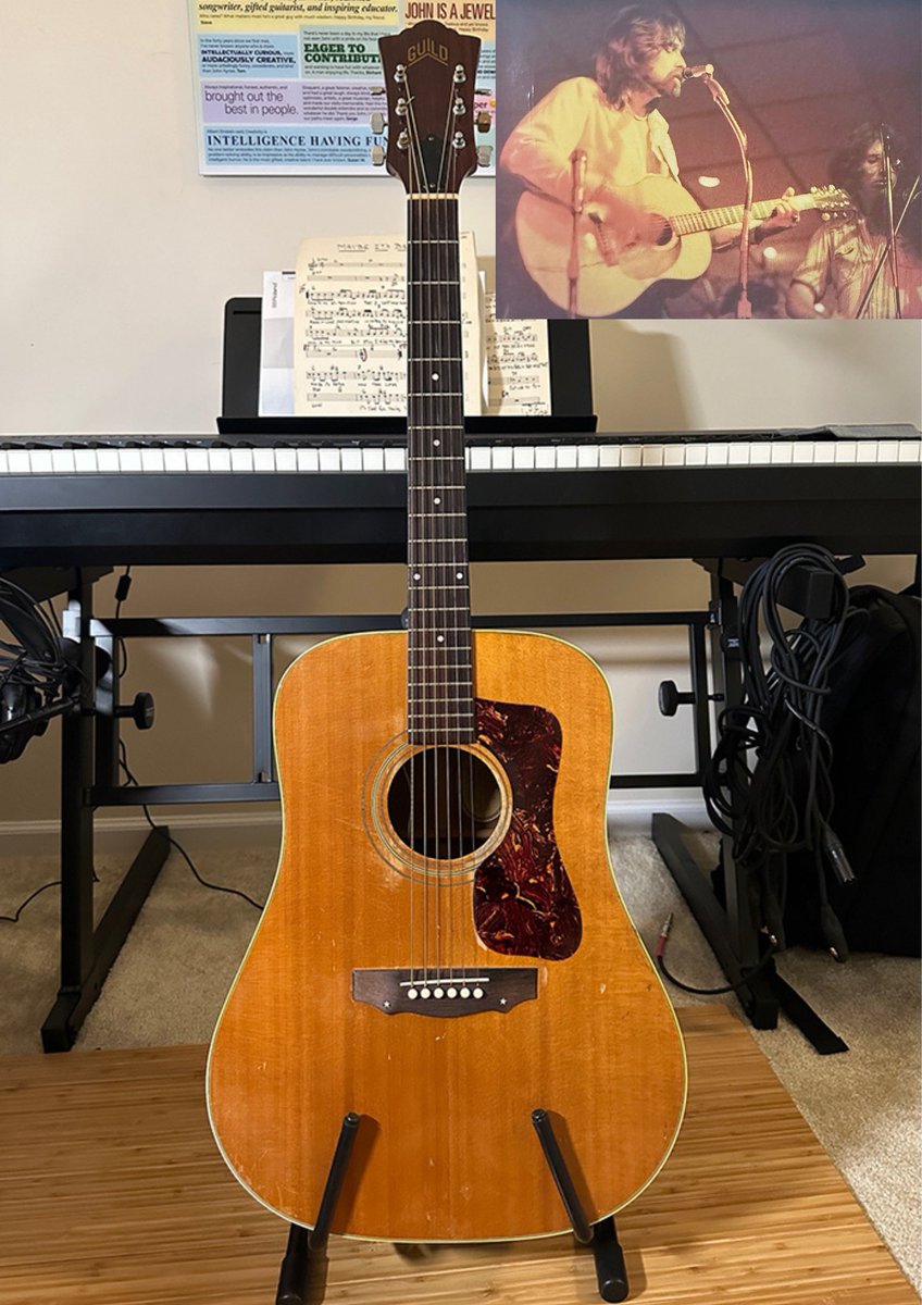 KornHynes's tweet photo. "Every guitar player has a favorite guitar, an instrument that is very personal to them. For me, it’s my 1972 Guild D40 Acoustic (seen here)." 
- John Hynes, Partner &amp; Executive Creative Director 

#Creativity express itself in endless ways.
Happy International Guitar Month! https://t.co/BXpiK9wux8