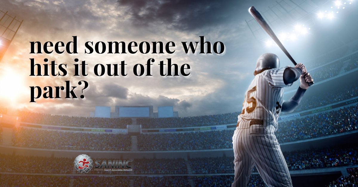 Need someone who hits it out of the park? Work with us today.
bit.ly/40Az5hp

#recruiting #recruiters #saninc #mjn #metaljobsnetwork #plasticjobsonetwork #pjn #yourteam